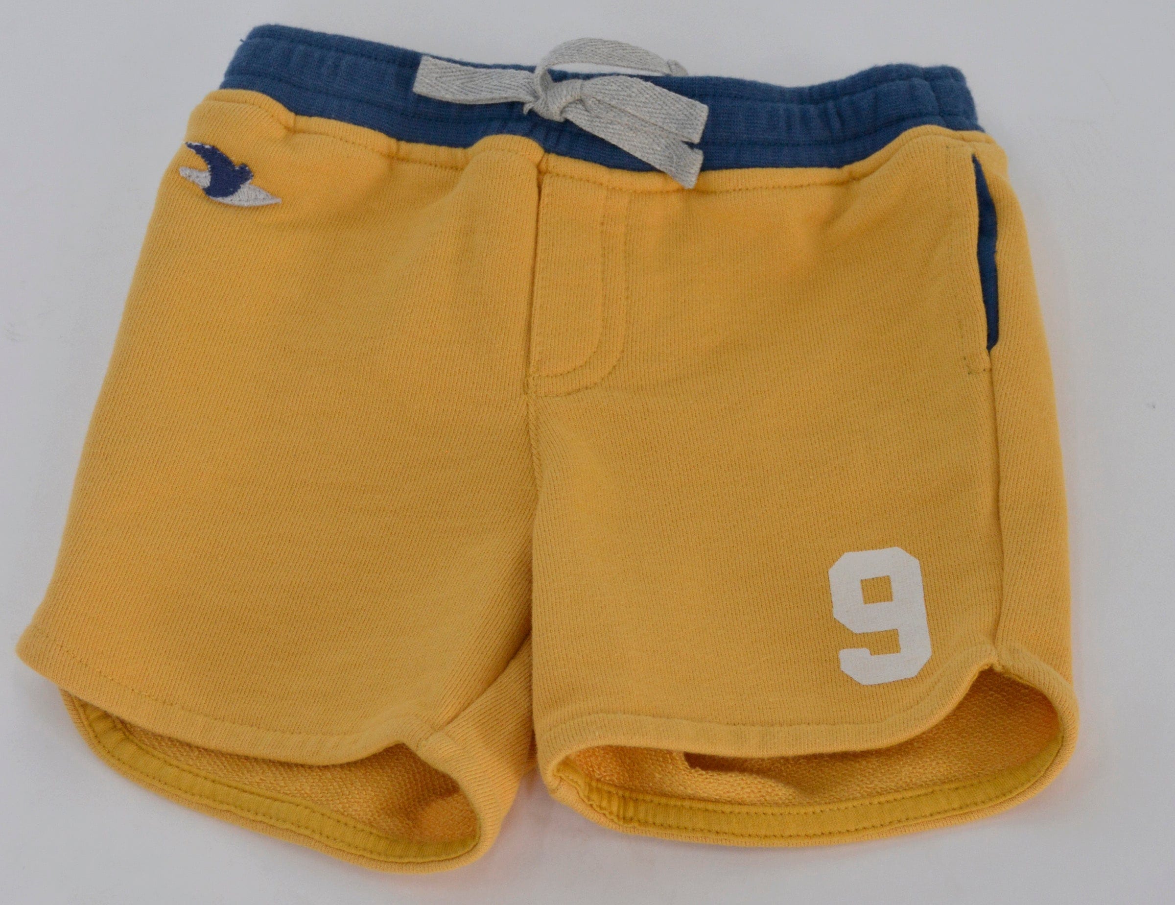 جينجرسنابس شورت سادة برباط أمامي ولادي رضع أصفر/أزرق داكن