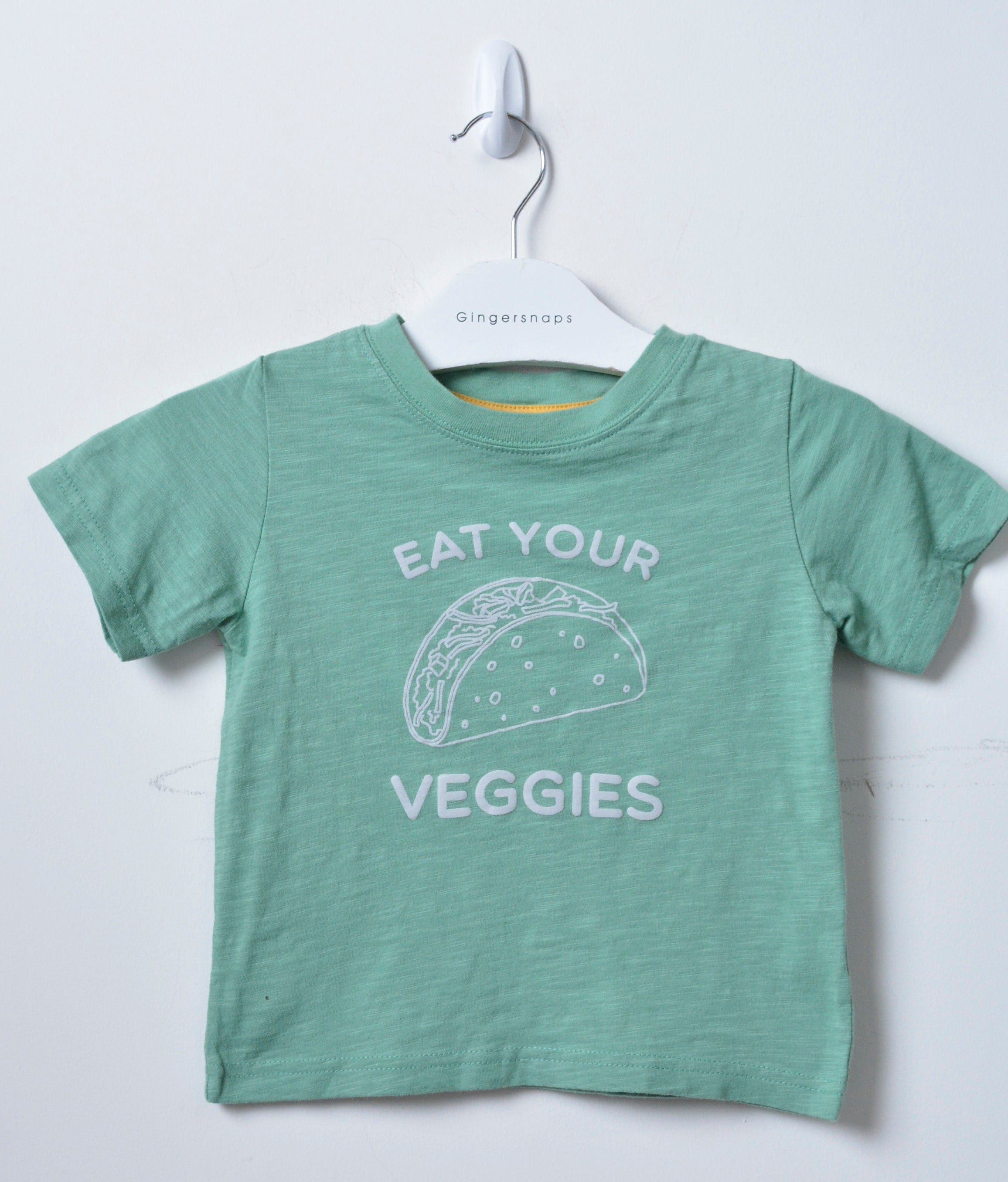 جينجرسنابس تي شيرت ولادي للرضع بياقة دائرية بطبعة مأكولات بالون أخضر