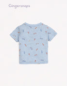 جينجرسنابس تي شيرت بيبي أولاد بجيب أمامي بدون ياقة أزرق فاتح