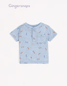 جينجرسنابس تي شيرت بيبي أولاد بجيب أمامي بدون ياقة أزرق فاتح