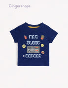 جينجرسنابس تي شيرت بيبي أولاد صيفي بطبعة أمامية أزرق