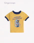 جينجرسنابس تي شيرت بيبي أولاد بطبعة فيديو جيم أصفر