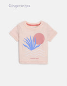 جينجرسنابس تي شيرت بيبي أولاد بطبعة أمامية وردي