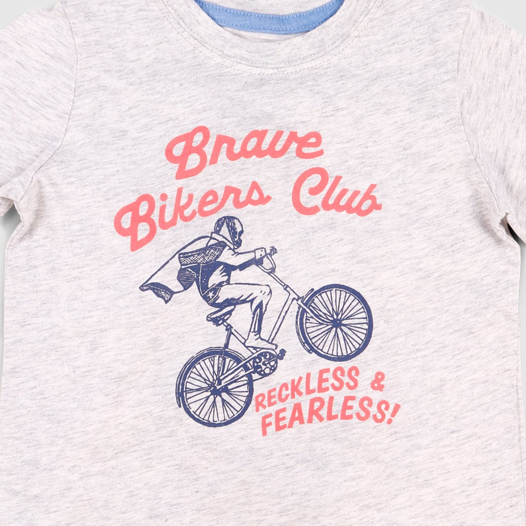 جينجرسنابس تي شيرت رضع ولادي بطبعة دراجة من الأمام رمادي