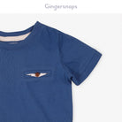 جينجرسنابس تي شيرت ولادي للرضع سادة بجيب أزرق وردي