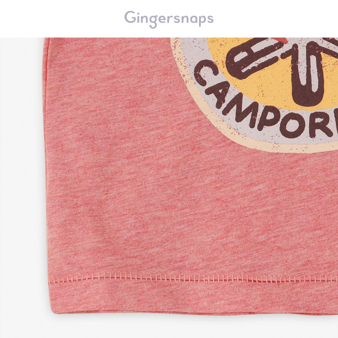 جينجرسنابس تي شيرت ولادي للرضع مطبوعة بياقة دائرية أحمر