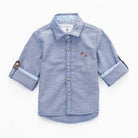 جينجرسنابس قميص منقط بجيوب كم طويل رضع أولادي أزرق غامق