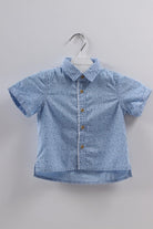 جينجرسنابس قميص منقوش بياقة نص كم رضع أولادي أزرق فاتح