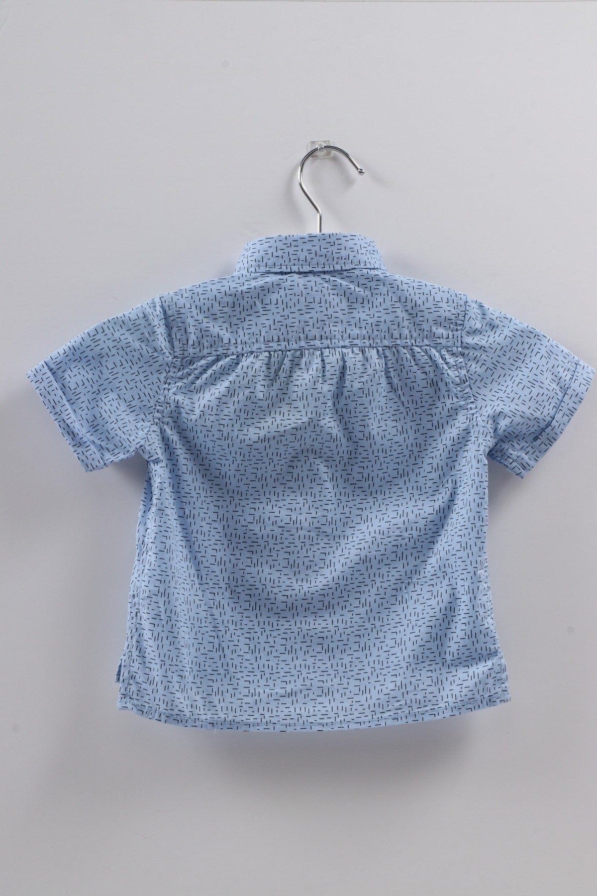 جينجرسنابس قميص منقوش بياقة نص كم رضع أولادي أزرق فاتح