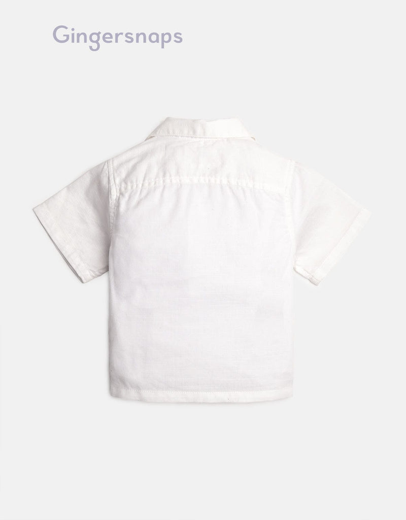 جينجرسنابس قميص اطفال أولادي مزين بنقشات أبيض