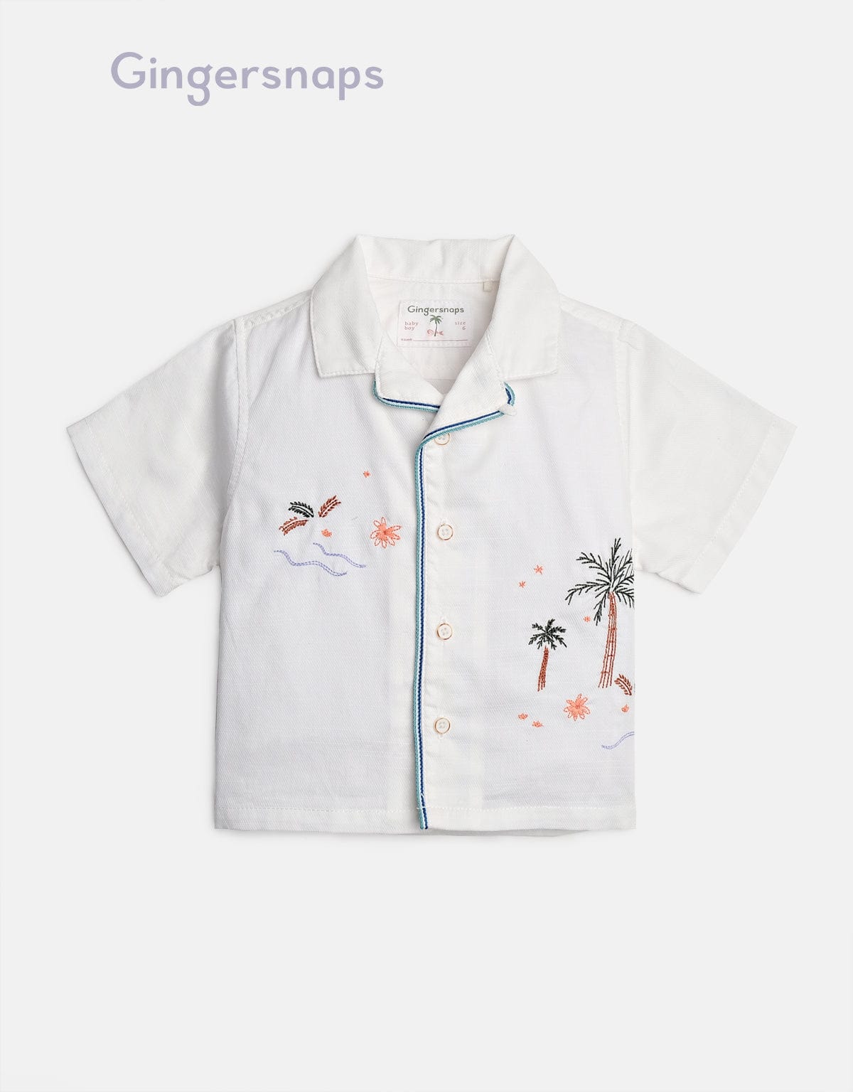 جينجرسنابس قميص اطفال أولادي مزين بنقشات أبيض