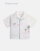 جينجرسنابس قميص اطفال أولادي مزين بنقشات أبيض