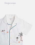 جينجرسنابس قميص اطفال أولادي مزين بنقشات أبيض