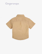 جينجرسنابس قميص سادة بجيوب أمامية نص كم أطفال أصفر