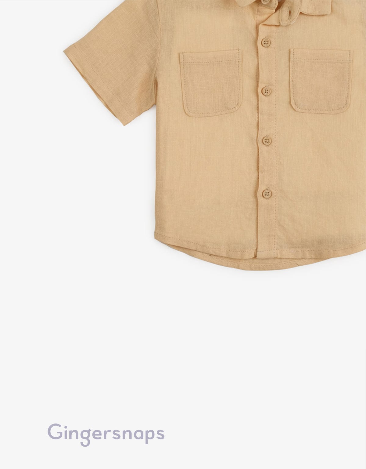 جينجرسنابس قميص سادة بجيوب أمامية نص كم أطفال أصفر