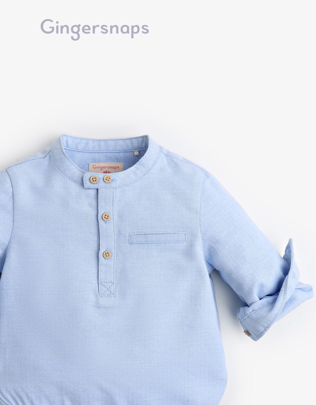 جينجرسنابس قميص سادة كم طويل رضع أولادي أزرق