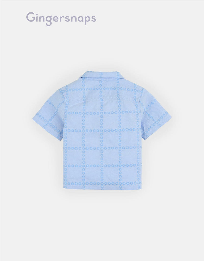 جينجرسنابس قميص اطفال رضع ولادي نص كم مربعات أزرق