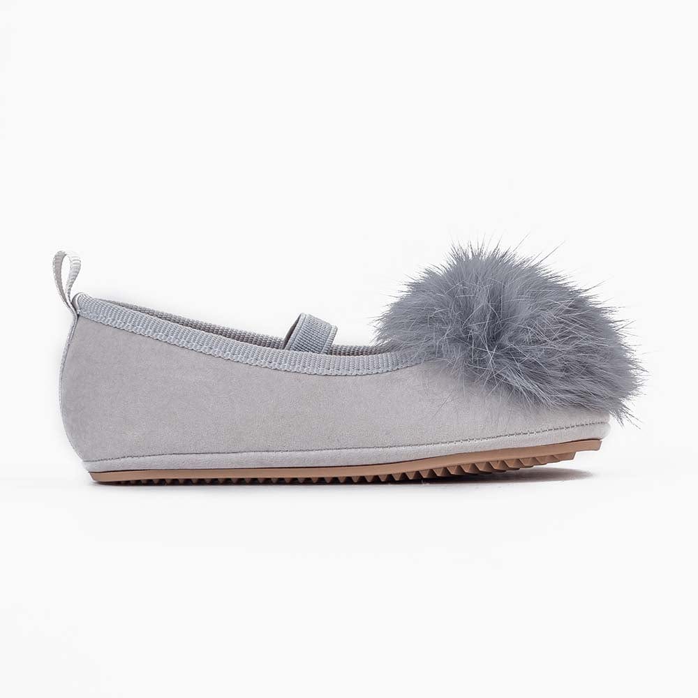 جينجرسنابس حذاء بناتي رضع بكرة فرو رمادي فاتح