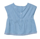 جينجرسنابس بلوزة سادة مطرزة من أسفل وأعلى بناتي رضع أزرق فاتح