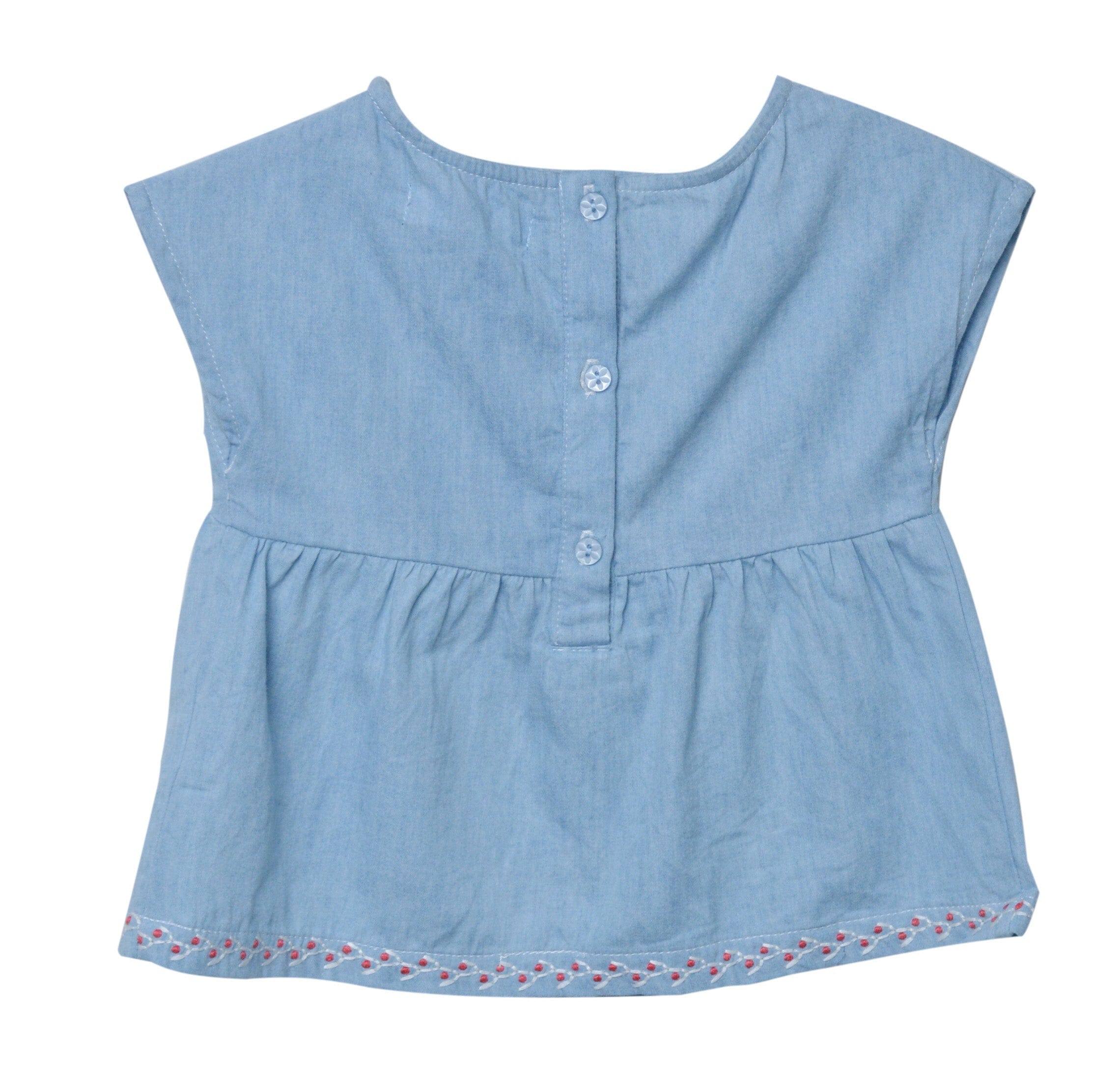 جينجرسنابس بلوزة سادة مطرزة من أسفل وأعلى بناتي رضع أزرق فاتح