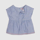 جينجرسنابس بلوزة سادة مطرزة من أسفل وأعلى بناتي رضع أزرق فاتح