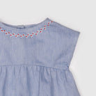 جينجرسنابس بلوزة سادة مطرزة من أسفل وأعلى بناتي رضع أزرق فاتح