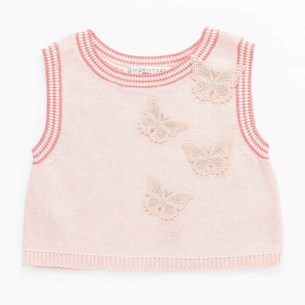 جينجرسنابس بلوزة مطرزة من البطن بناتي رضع وردي شاحب