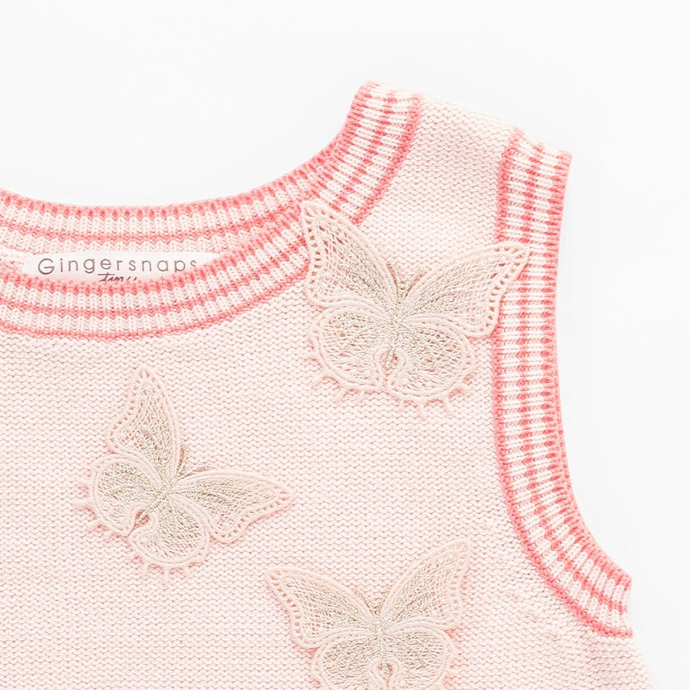 جينجرسنابس بلوزة مطرزة من البطن بناتي رضع وردي شاحب