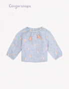 جينجرسنابس بلوزة رضع بناتي منقوشة مزين بفيونكة أزرق فاتح