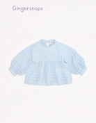 جينجرسنابس بلوزة رضع بناتي بكم منفوخ سادة أزرق فاتح