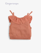 جينجرسنابس بلوزة برقبة مخرمة كت بناتي بني