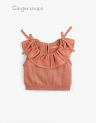 جينجرسنابس بلوزة برقبة مخرمة كت بناتي بني