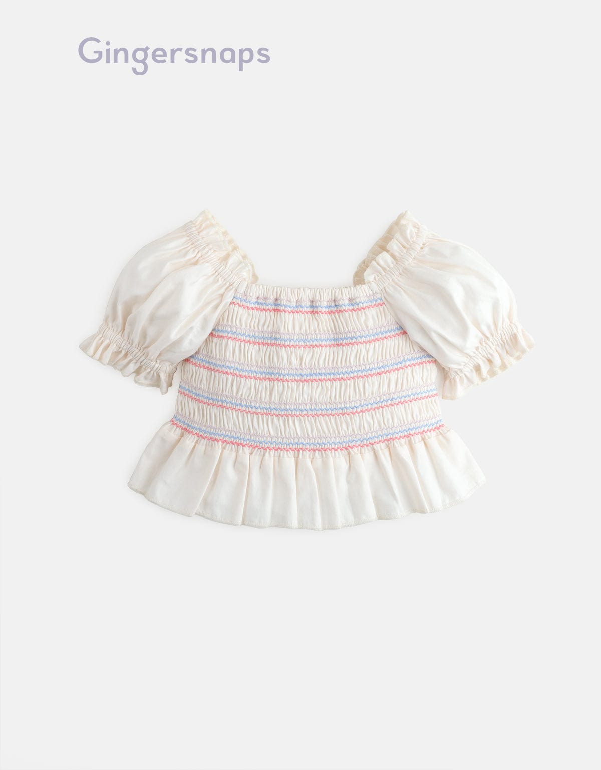 جينجرسنابس بلوزة مخططة بالعرض كم قصير بناتي أبيض