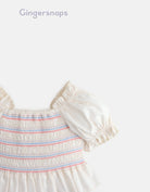 جينجرسنابس بلوزة مخططة بالعرض كم قصير بناتي أبيض