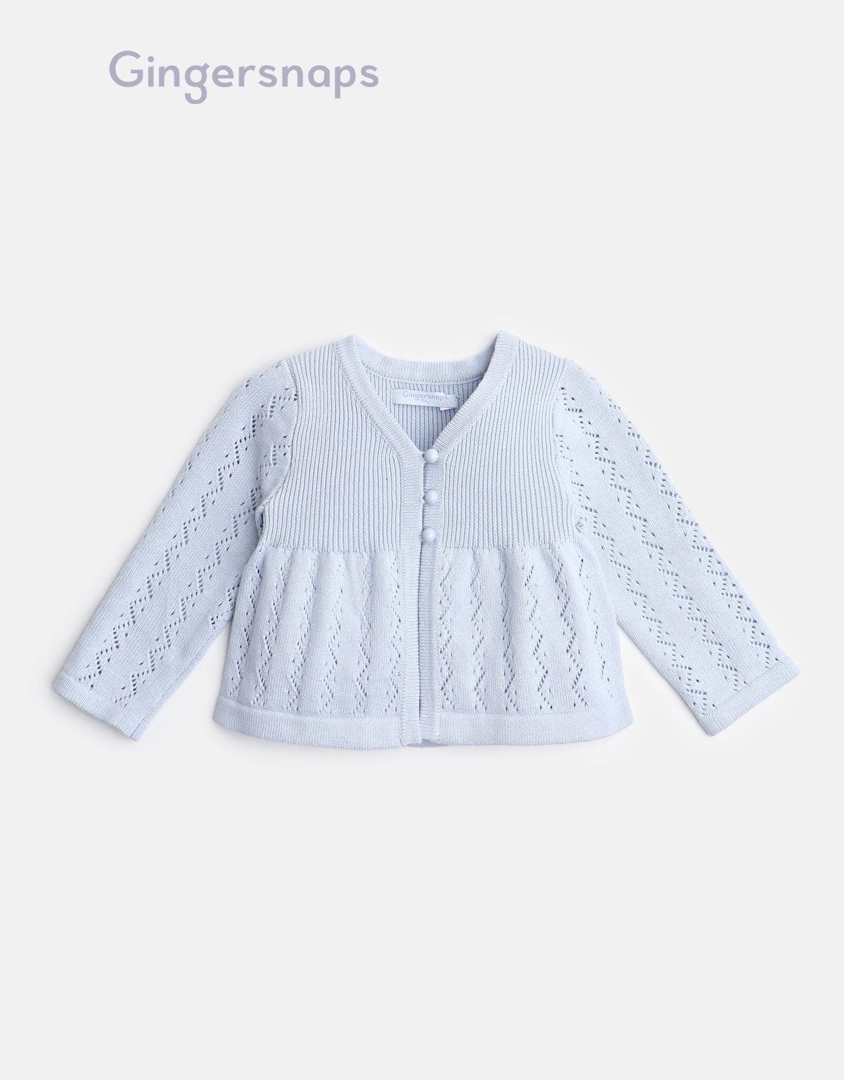 جينجرسنابس بلوزة بأزرار أمامية كم طويل بناتي أزرق