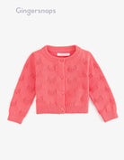 جينجرسنابس بلوزة مخرم كم طويل بأزرار أمامية بناتي أحمر