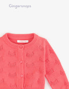 جينجرسنابس بلوزة مخرم كم طويل بأزرار أمامية بناتي أحمر