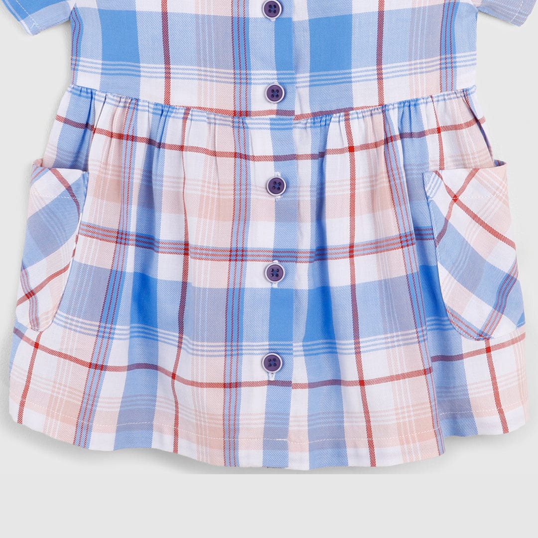 جينجرسنابس فستان كاروهات بجيوب وأزرار أمامية نص كم رضع بناتي متعدد الألوان