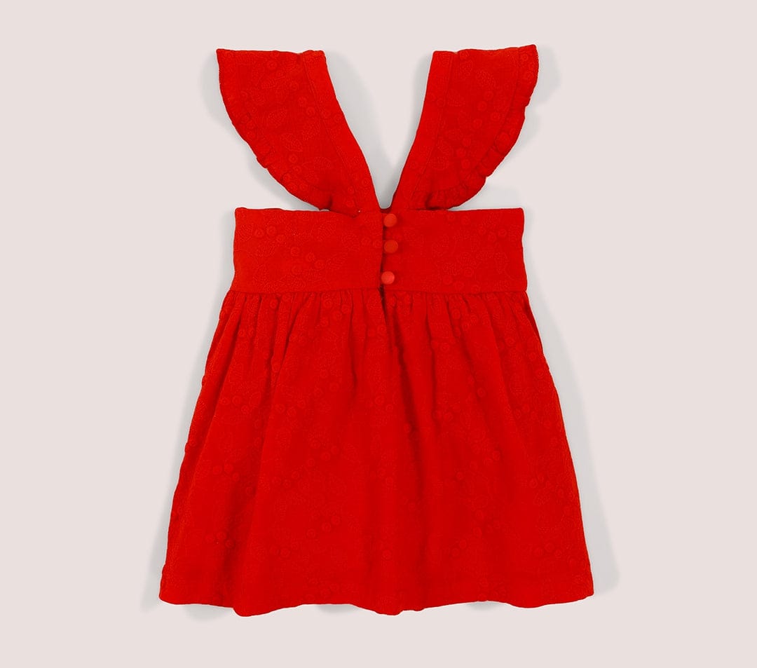 جينجرسنابس فستان رضع بناتي مطرز بفيونكة أحمر