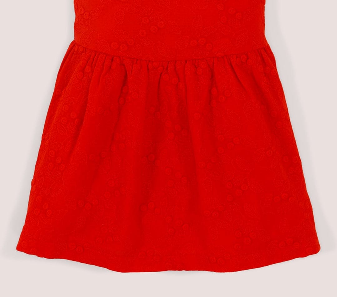 جينجرسنابس فستان رضع بناتي مطرز بفيونكة أحمر