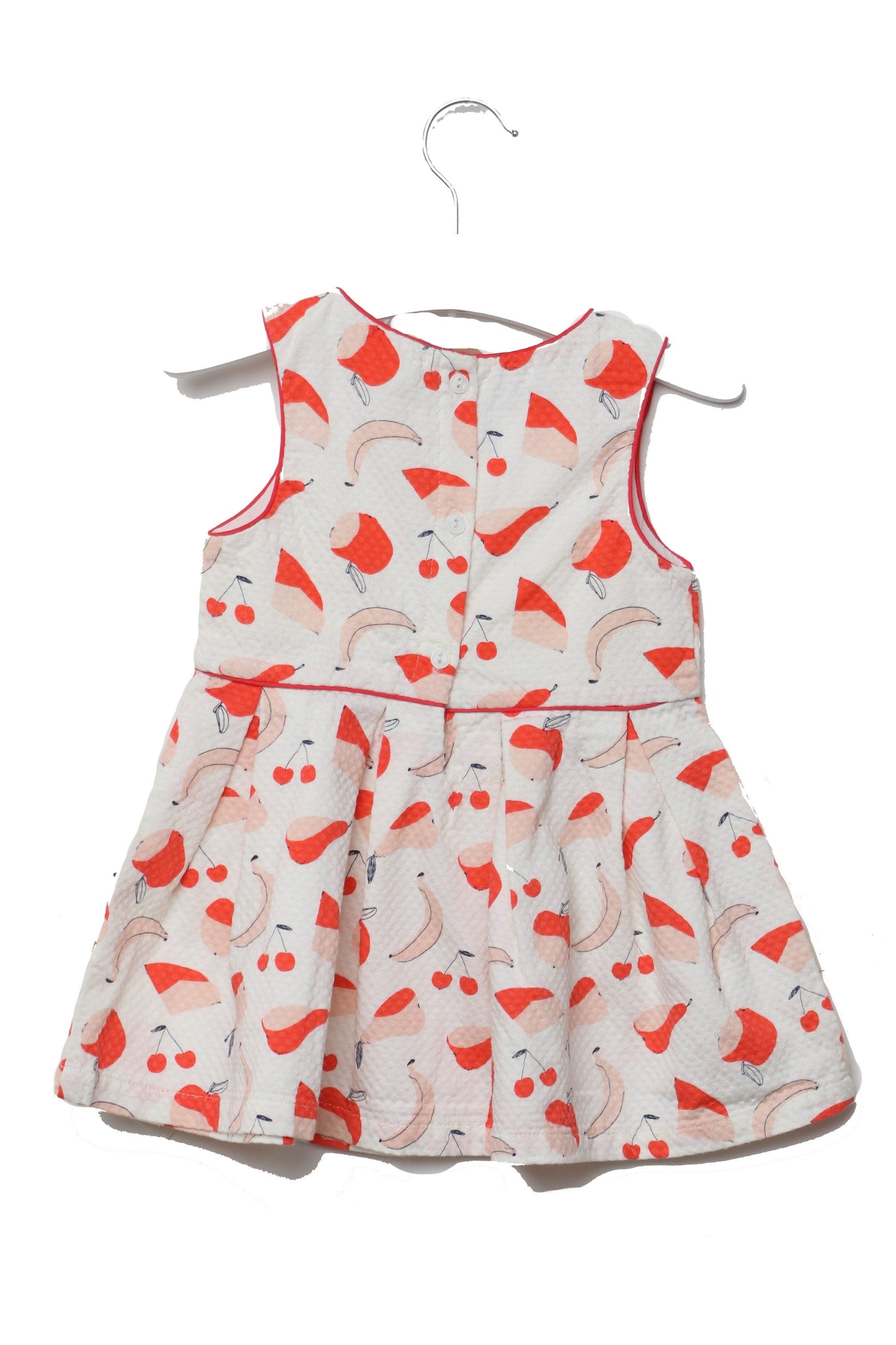 جينجرسنابس فستان منفوش بنقشة موز بناتي رضع أبيض/متعدد الألوان