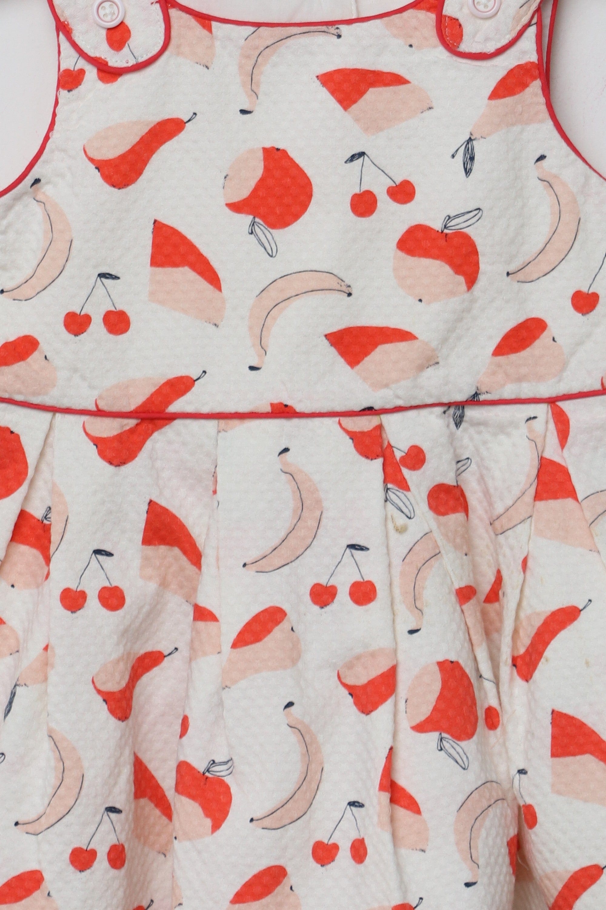 جينجرسنابس فستان منفوش بنقشة موز بناتي رضع أبيض/متعدد الألوان