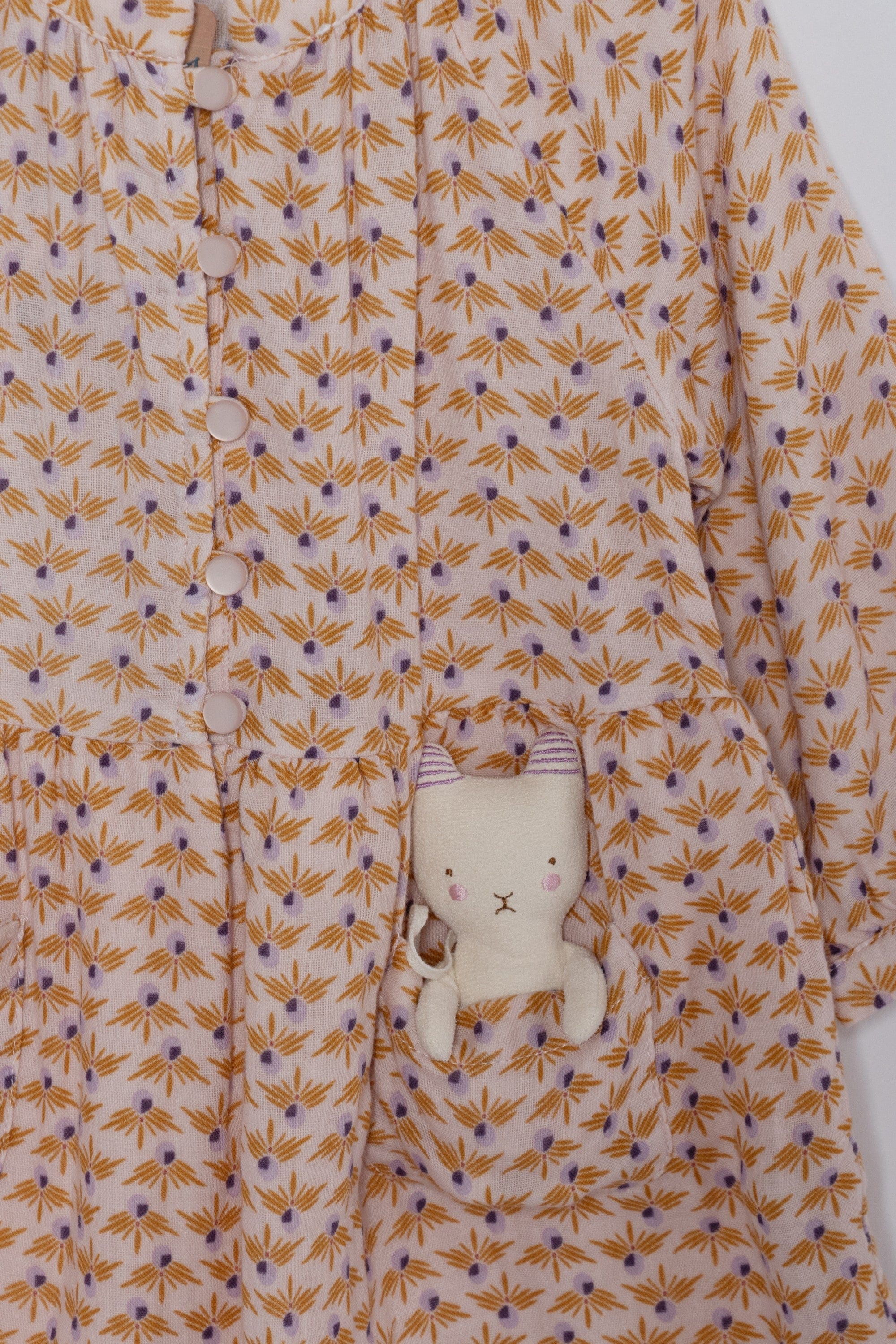 جينجرسنابس فستان بيبي منقوش مزين بدبدوب متعدد الألوان