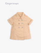 جينجرسنابس فستان كلاسيك صغير أزرار أمامية كم قصير رضع بناتي الكاكي