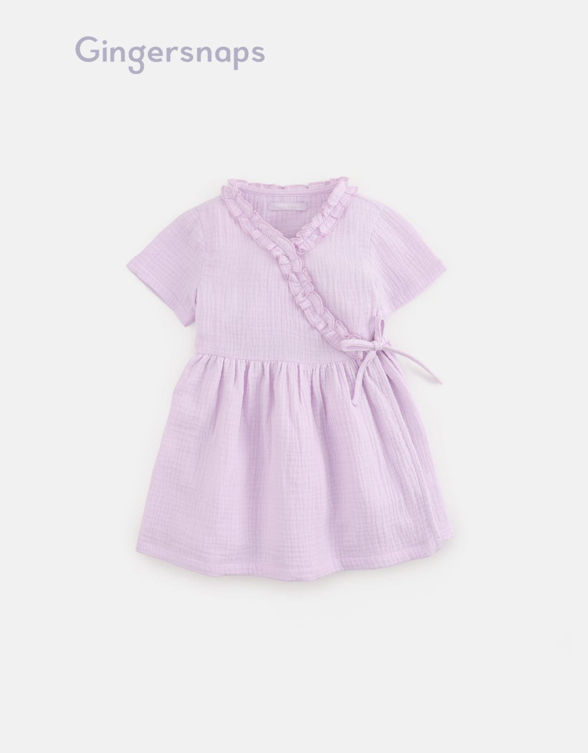 جينجرسنابس فستان كشكشة على الجانب كم قصير رضع بناتي بنفسجي وردي