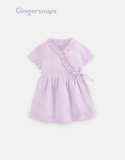 جينجرسنابس فستان كشكشة على الجانب كم قصير رضع بناتي بنفسجي وردي
