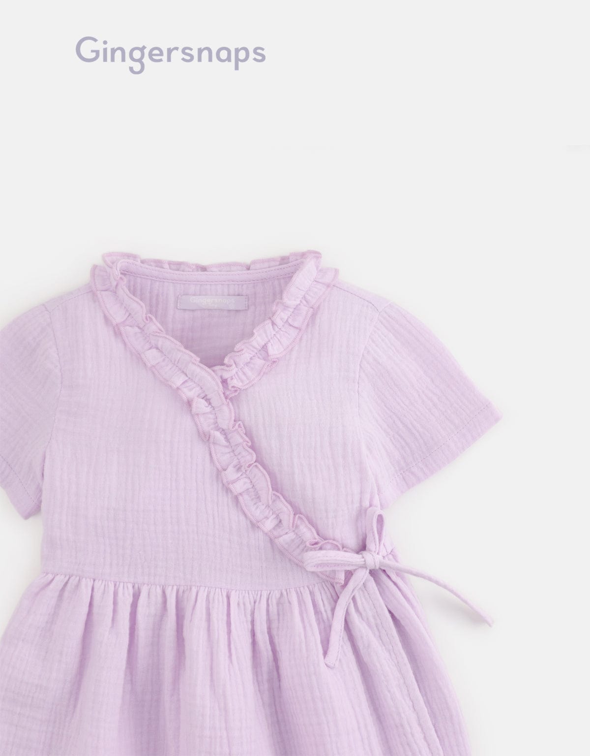 جينجرسنابس فستان كشكشة على الجانب كم قصير رضع بناتي بنفسجي وردي