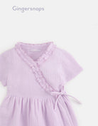 جينجرسنابس فستان كشكشة على الجانب كم قصير رضع بناتي بنفسجي وردي