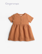 جينجرسنابس فستان سادة بجيب على الصدر كم قصير رضع بناتي برتقالي