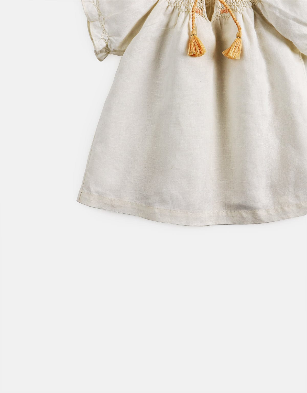 جينجرسنابس فستان سادة صغير مطرز من أعلى كم قصير بف بناتي أبيض